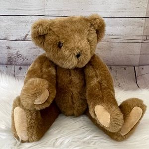 The Vermont Teddy Bear Company Vintage Brown Jointed 16” Plush Bear Made In USA